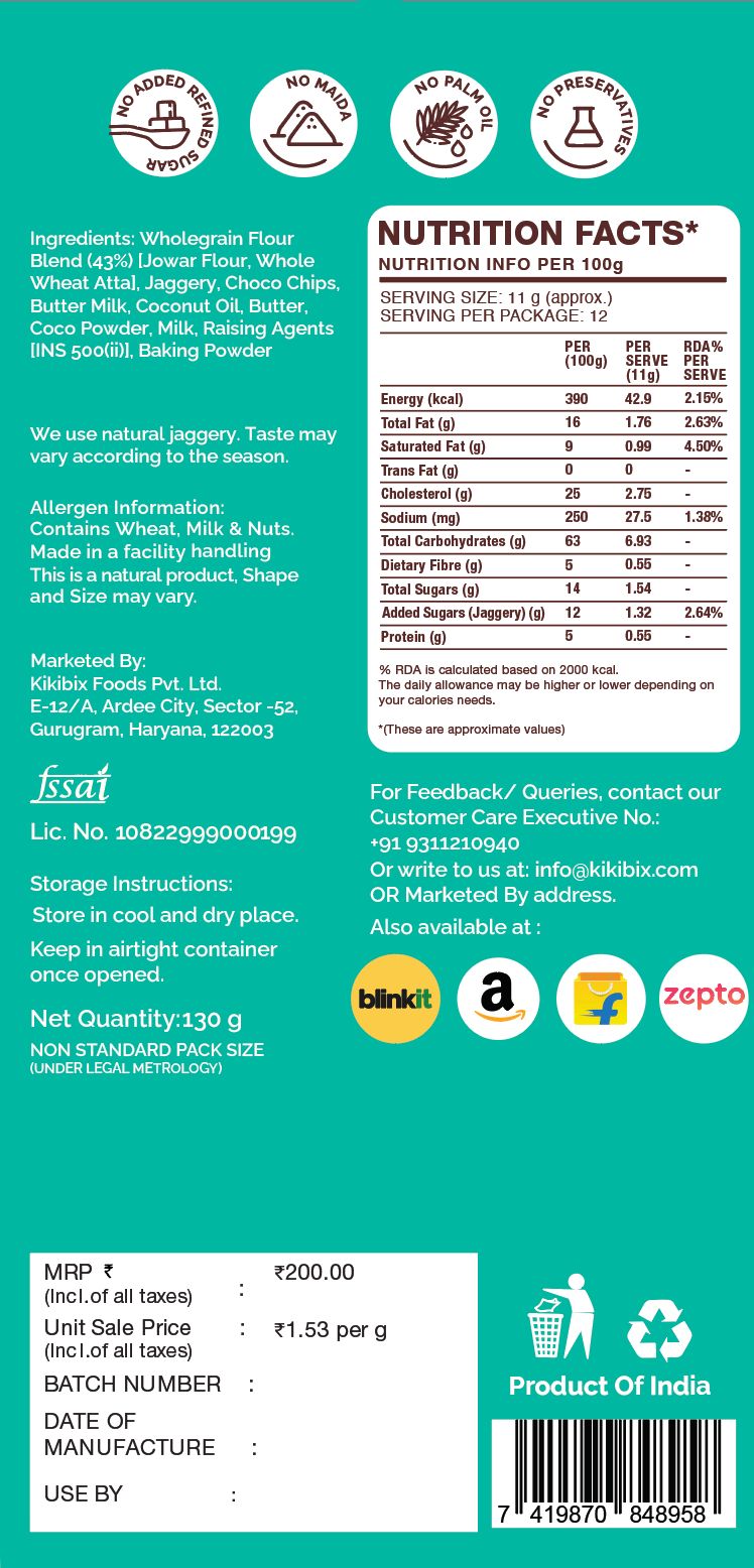 Millet Chocolate Chip label
